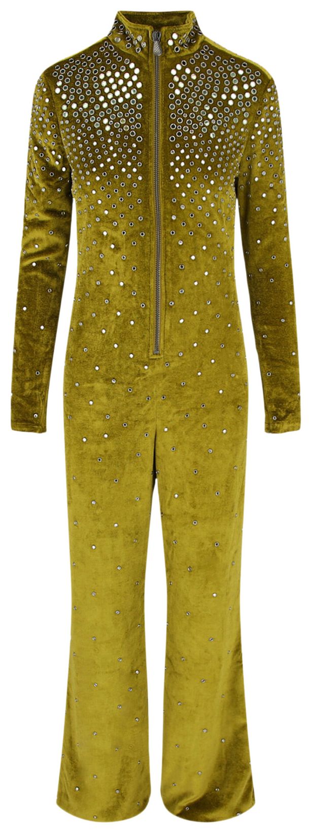 Bottega Veneta Eyelet Velvet Jumpsuit Chamomile