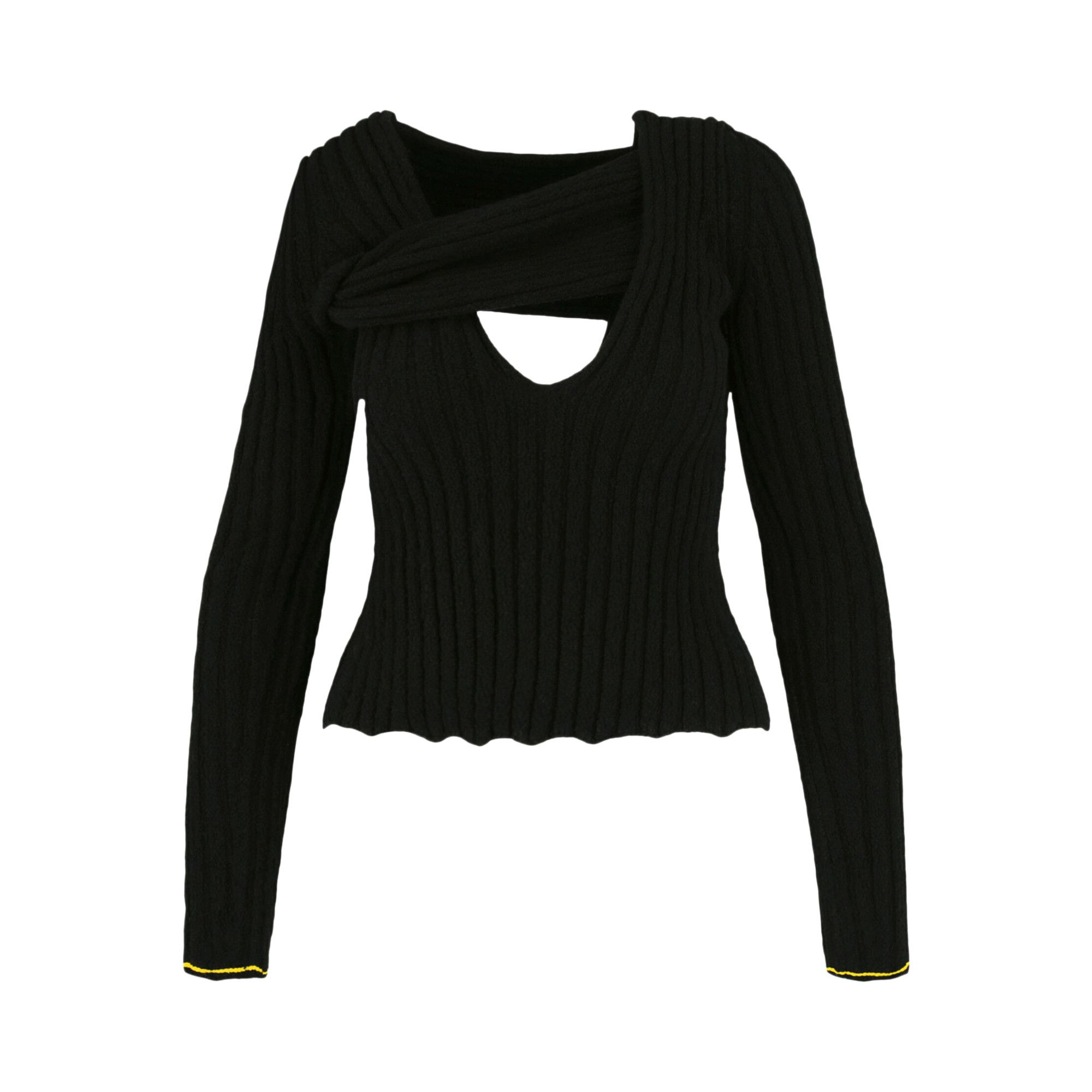 Bottega Veneta 黒 Vネック 長袖セーター Buy Bottega Veneta Boucle Ribbed V Neck Sweater 'Black' - 611345