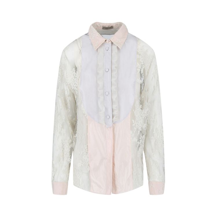 Bottega Veneta Lace Patterned Blouse White