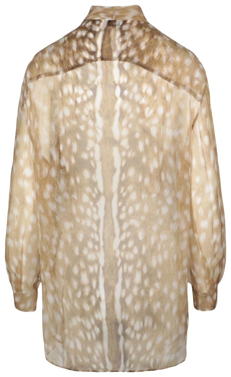 Burberry Tied Deer Printed Silk Blouse Tan