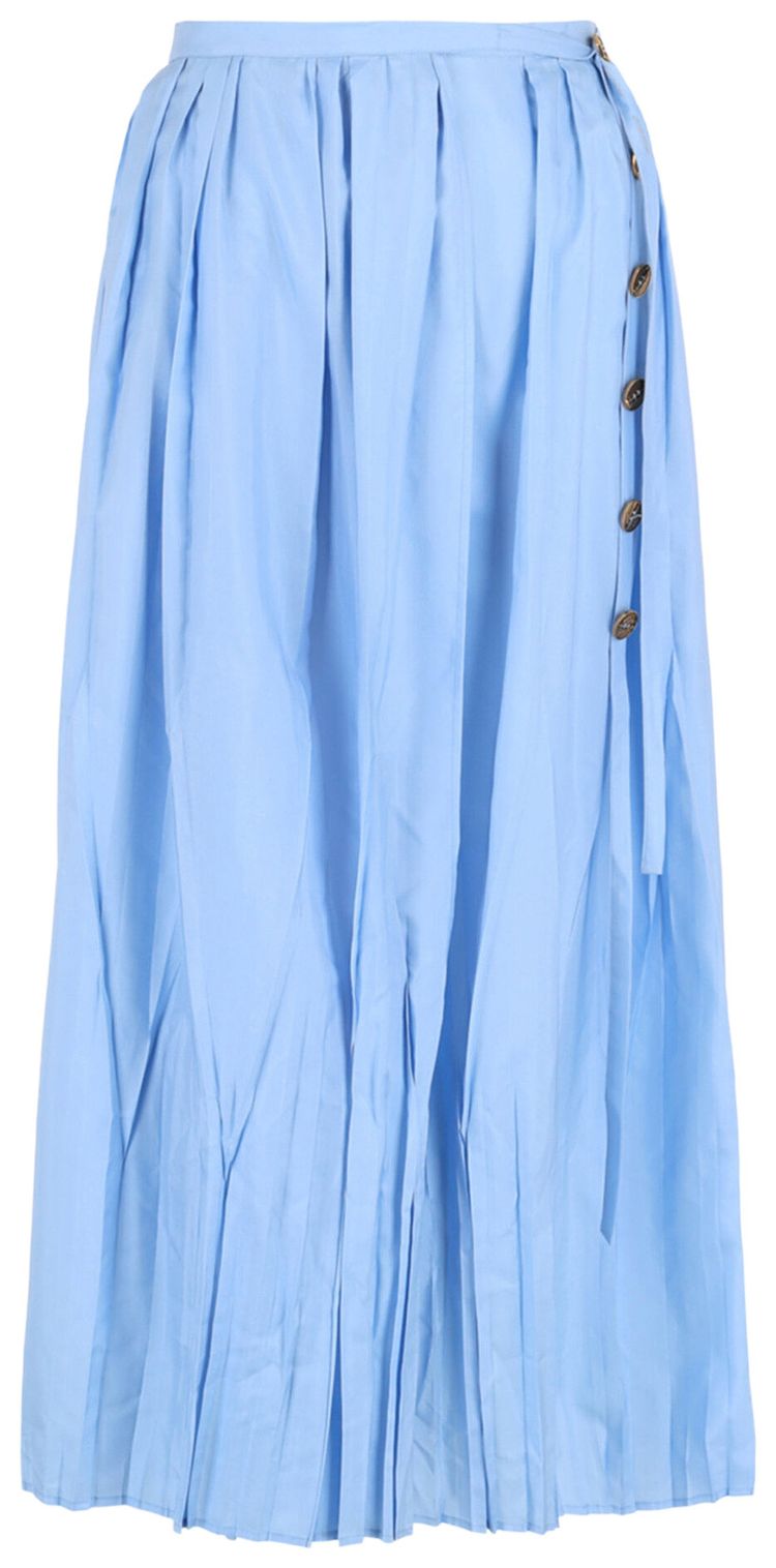 Ferragamo Pleated Wrap Midi Skirt Blue