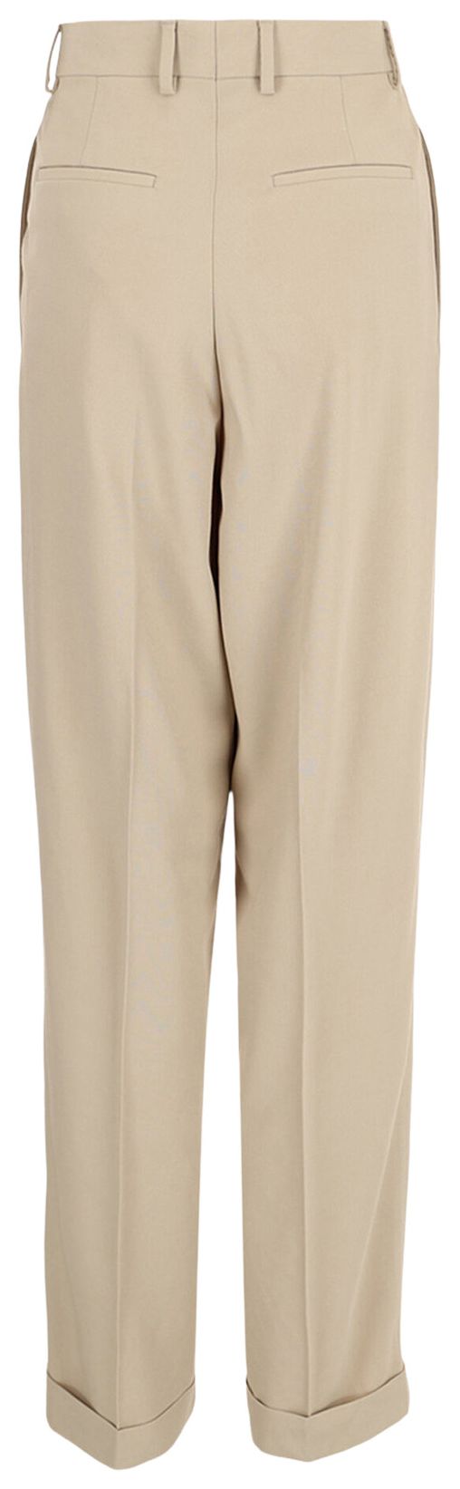 Ferragamo Wide Leg Wool Trousers BeigeWhite
