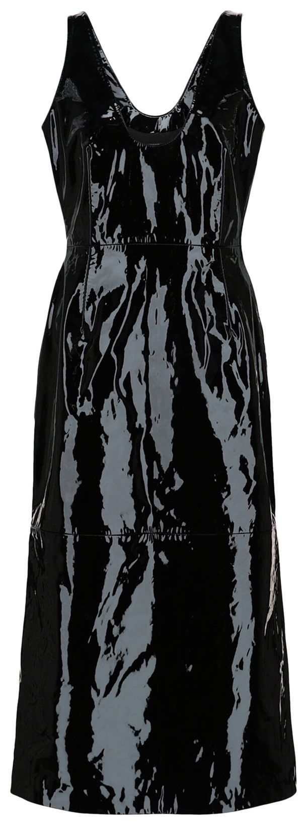 Buy Ferragamo Scoop Neck Patent Leather Midi Dress 'Black' - 13C703 767174  BLAC | GOAT