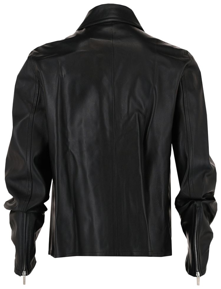 Ferragamo Zip Up Leather Jacket Black