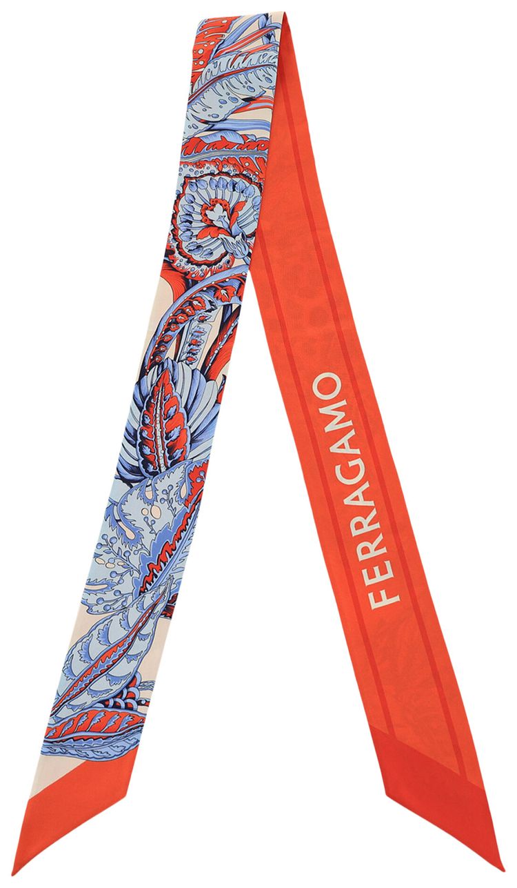 Ferragamo Togo Print Silk Bandeau Orange