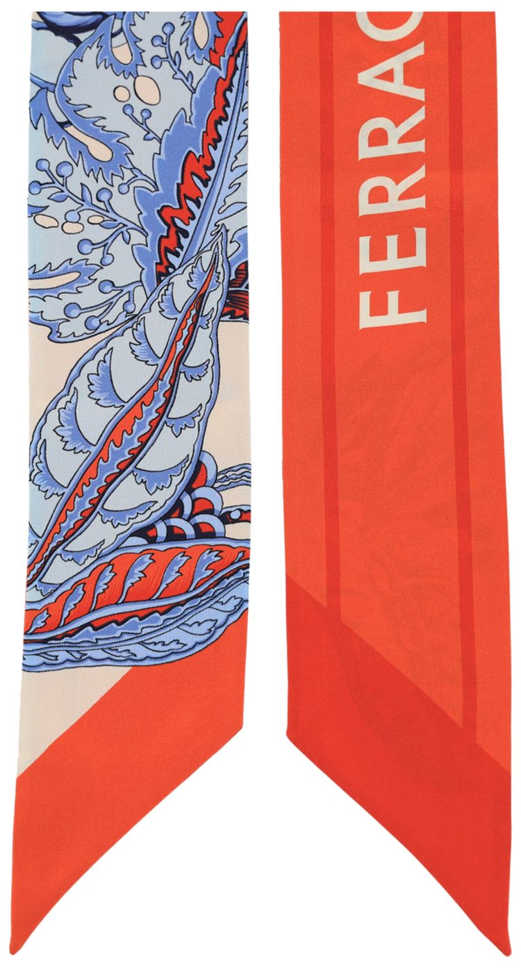 Ferragamo Togo Print Silk Bandeau Orange
