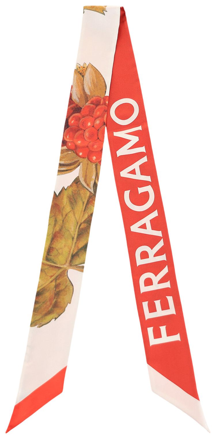 Ferragamo Wild Berry Print Silk Bandeau White