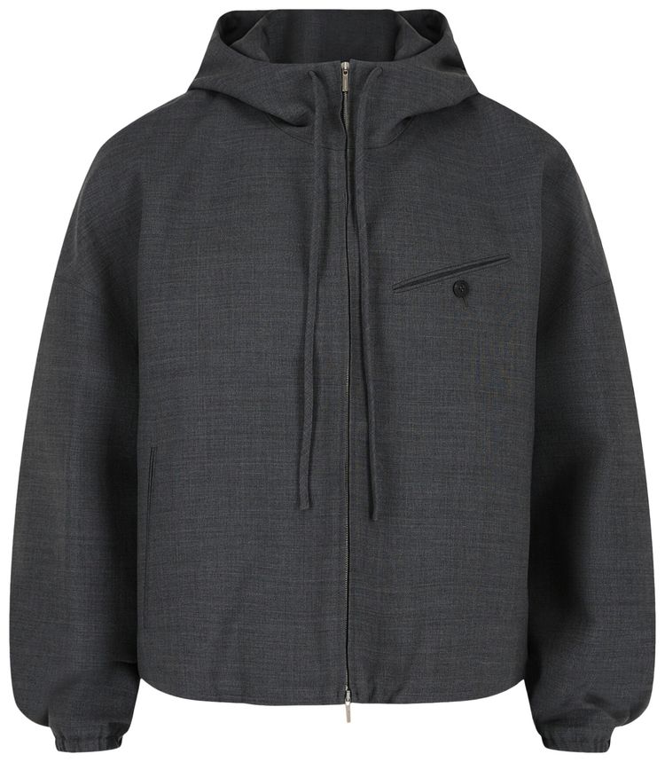 Ferragamo Wool Zip Up Jacket Grey