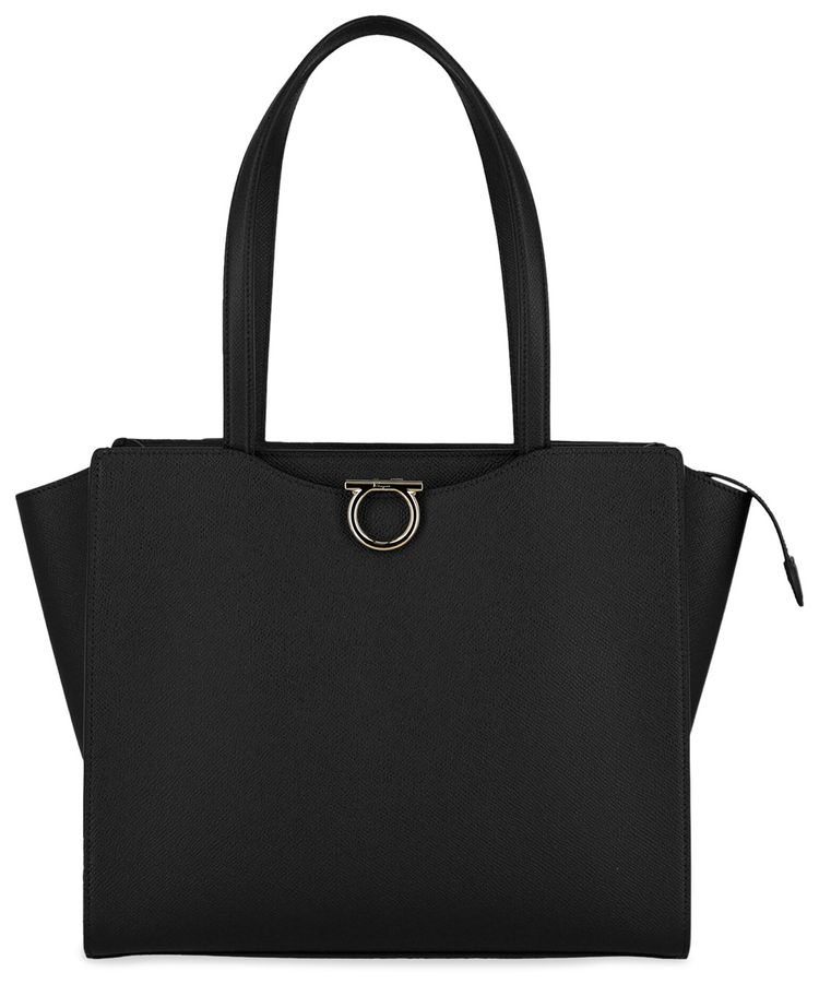 Ferragamo Gemini Leather Shoulder Bag Black