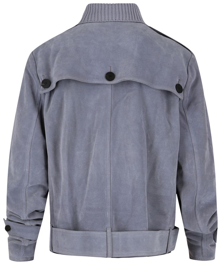 Ferragamo Suede Moto Jacket Blue