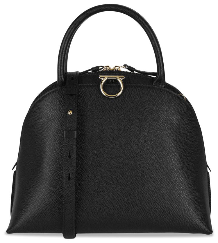 Ferragamo Gancini Medium Top Handle Bag Black