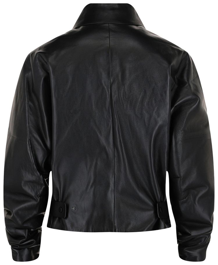 Ferragamo Contrasting Panels Zip Up Leather Jacket Black
