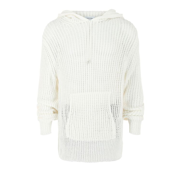 Ferragamo Crochet Drop Sleeve Hoodie White