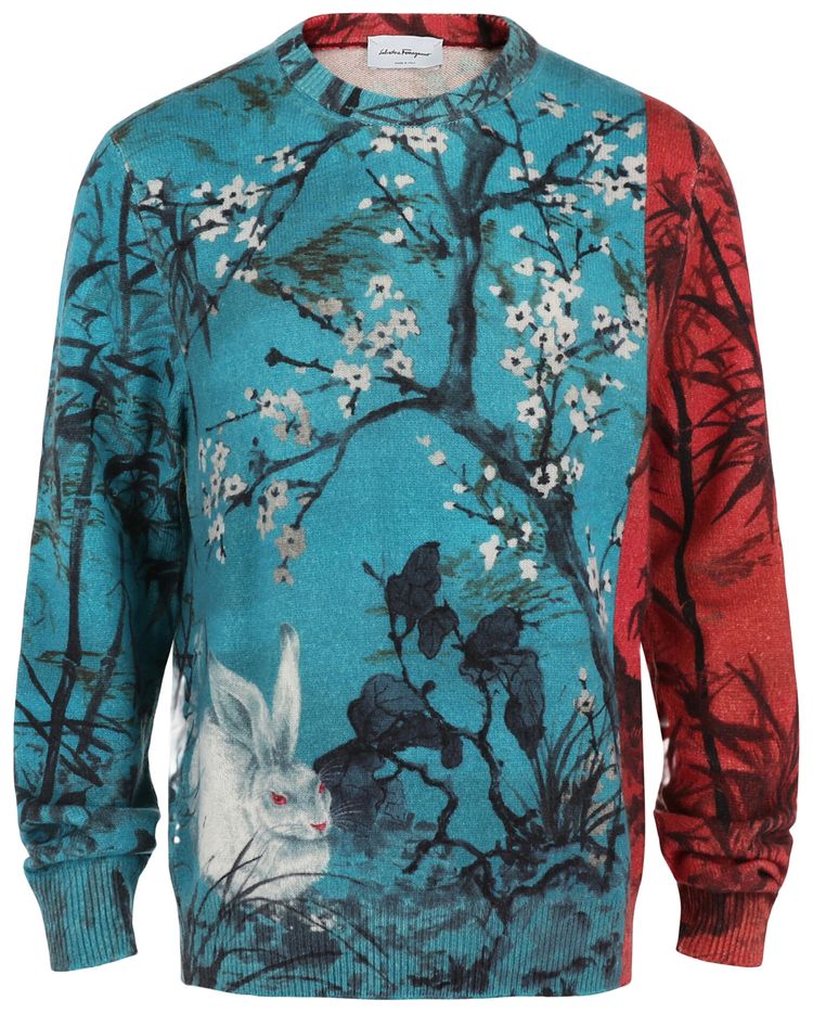 Ferragamo Crew Neck Rabbit Sweater Multicolor