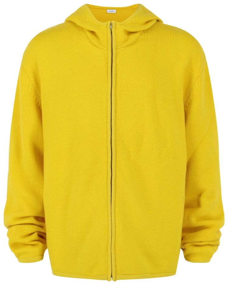 Ferragamo Cashmere Blend Zip Up Hooded Sweatshirt Yellow