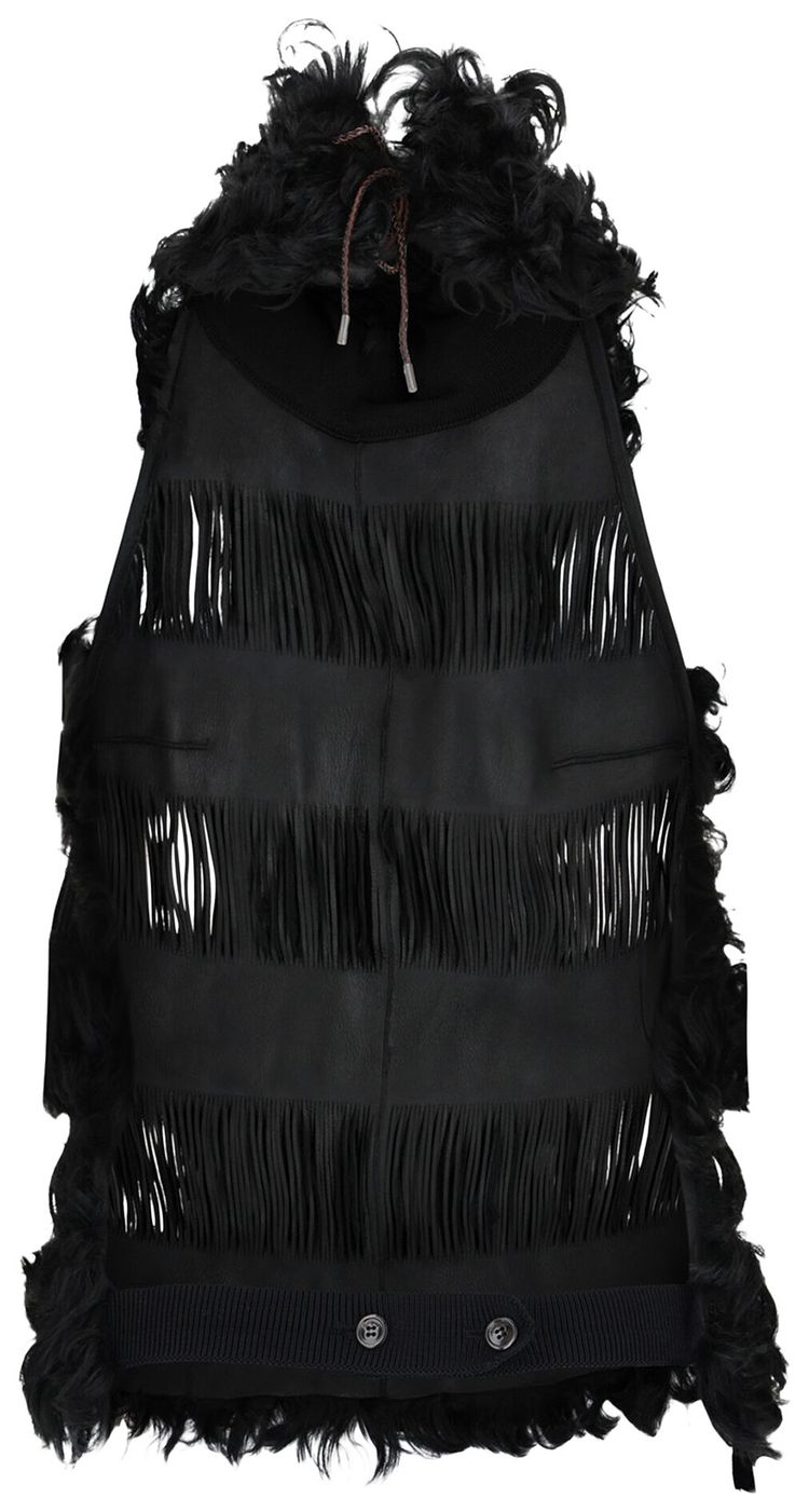 Ferragamo Lamb Fur Backless Top Black