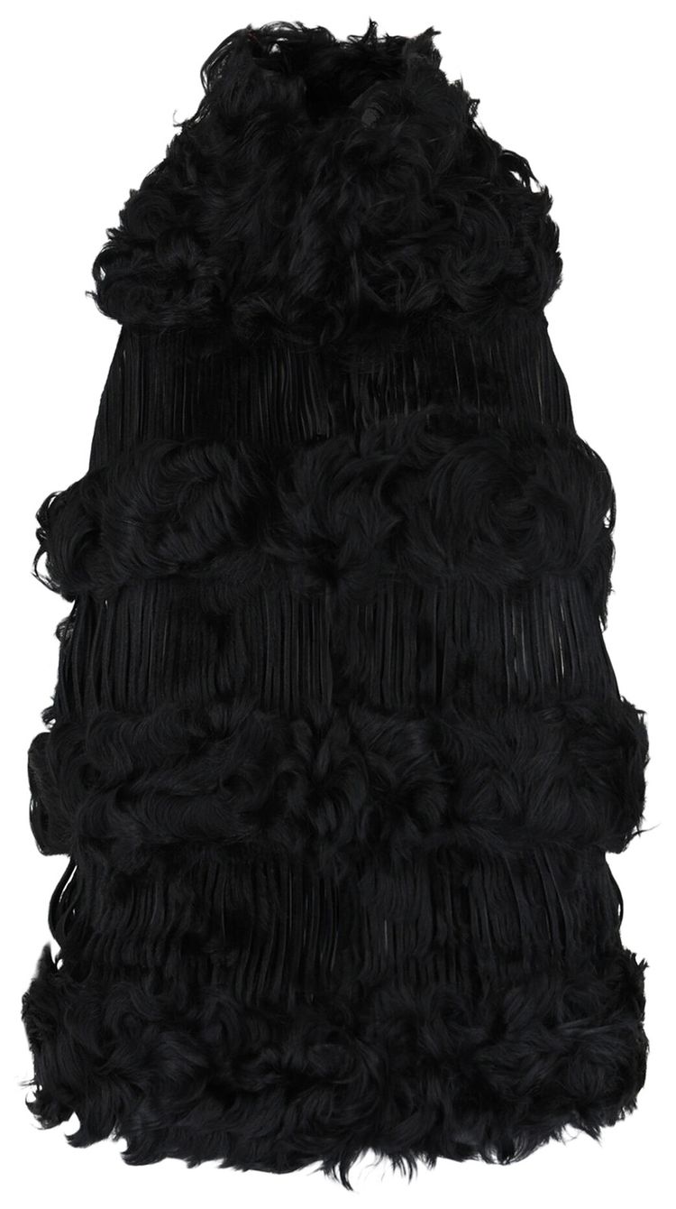 Ferragamo Lamb Fur Backless Top Black
