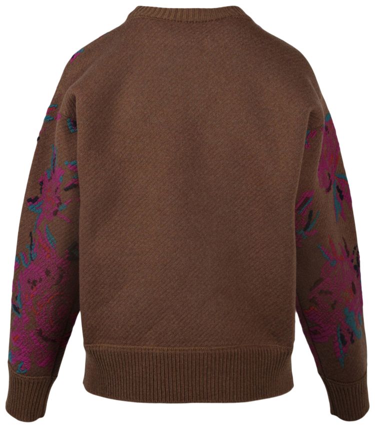 Ferragamo Floral Wool Sweater Beige Khaki