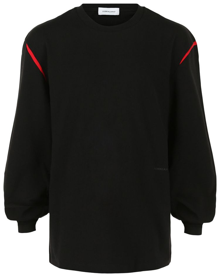 Ferragamo Two Tone Long Sleeve T Shirt Black