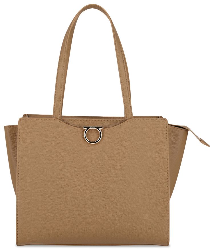 Ferragamo Gemini Leather Shoulder Bag Camel