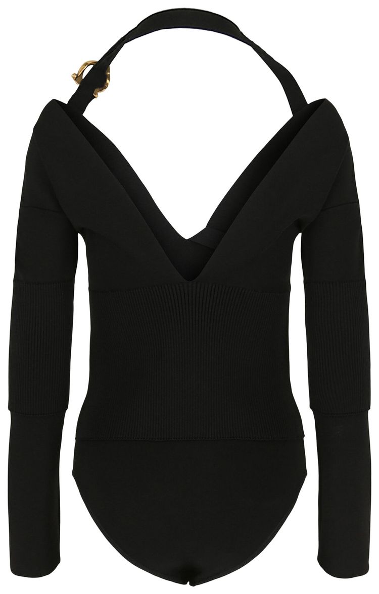 Ferragamo V Neck Long Sleeve Bodysuit Black