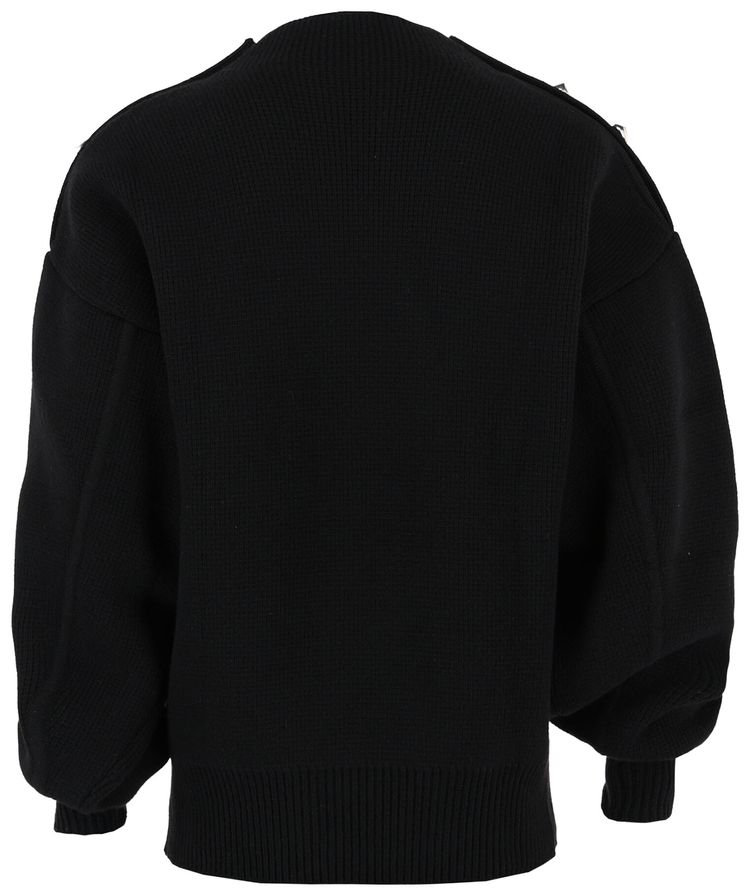 Ferragamo Cable Knit Metal Button Sweater Black
