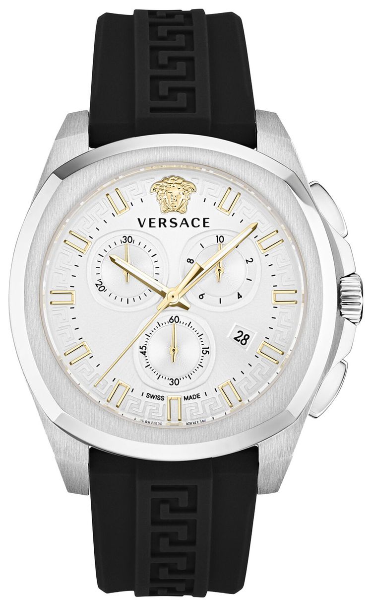 Versace Geo Chrono Strap Watch Stainless Steel