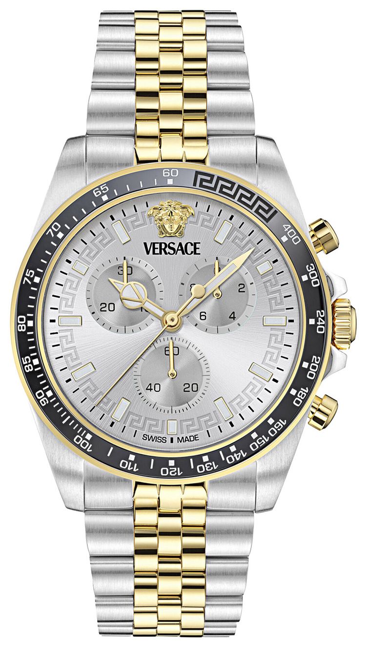 Versace Greca Chrono Wave Bracelet Watch Two Tone