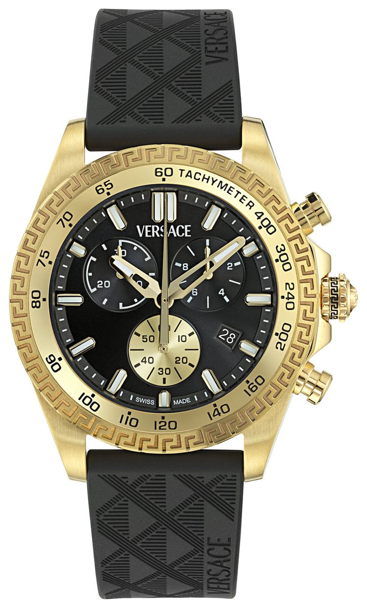 Versace Chrono X Leather Watch Gold