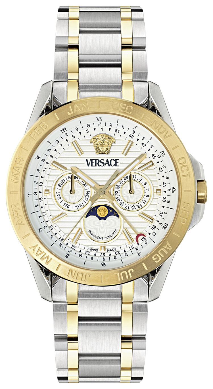 Versace V Galaxy Moonphase Bracelet Watch Two Tone