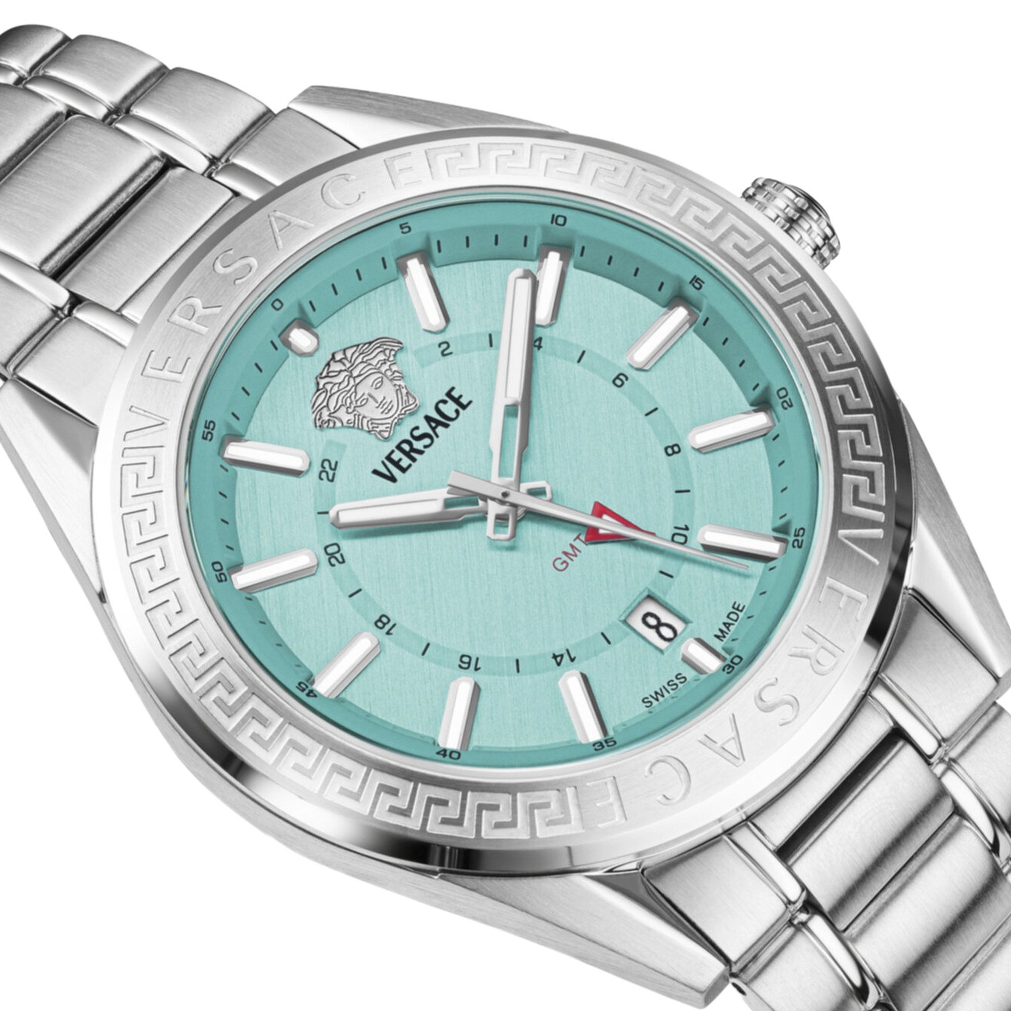 Buy Versace V Code GMT Bracelet Watch 'Stainless Steel