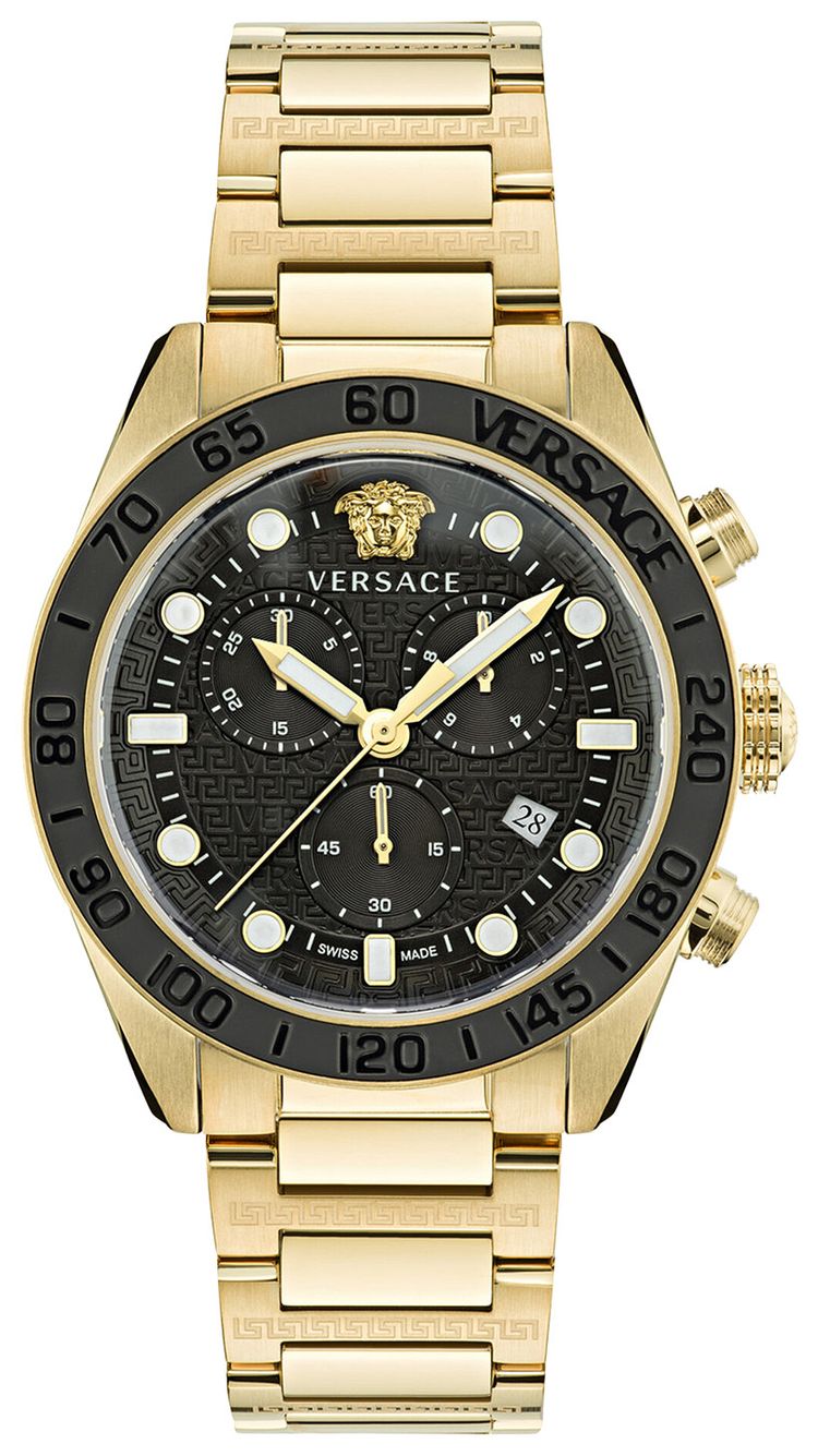 Versace Greca Dome Chrono Bracelet Watch Gold