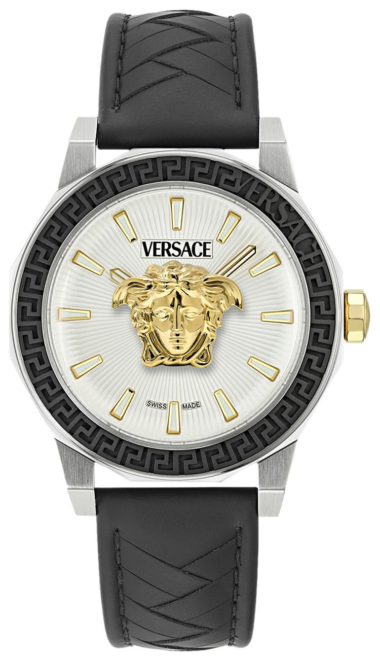Versace Medusa Deco Leather Watch Stainless Steel