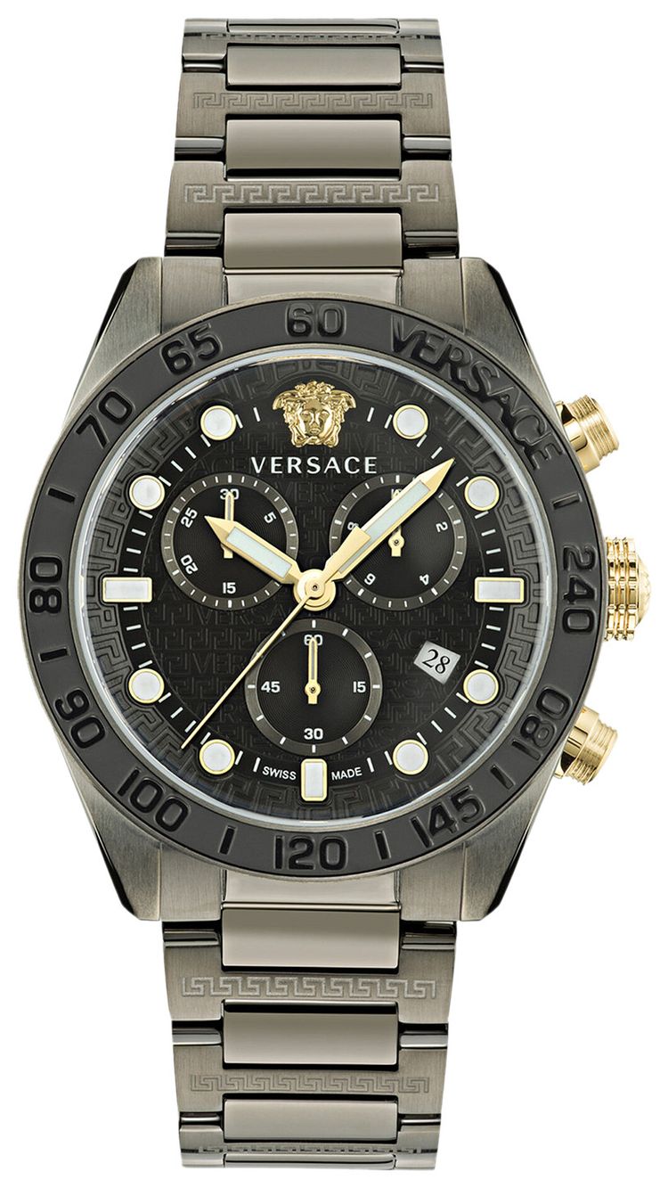 Versace Greca Dome Chrono Bracelet Watch Gun