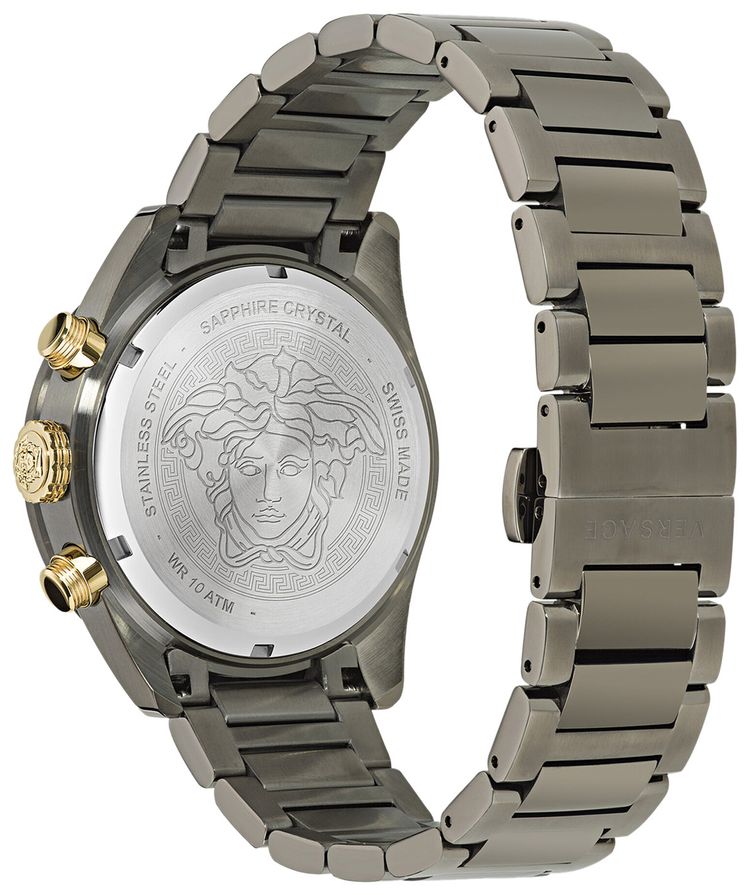 Versace Greca Dome Chrono Bracelet Watch Gun