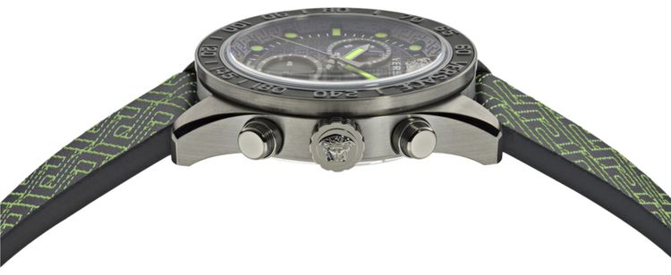 Versace Greca Dome Chrono Leather Watch Gun