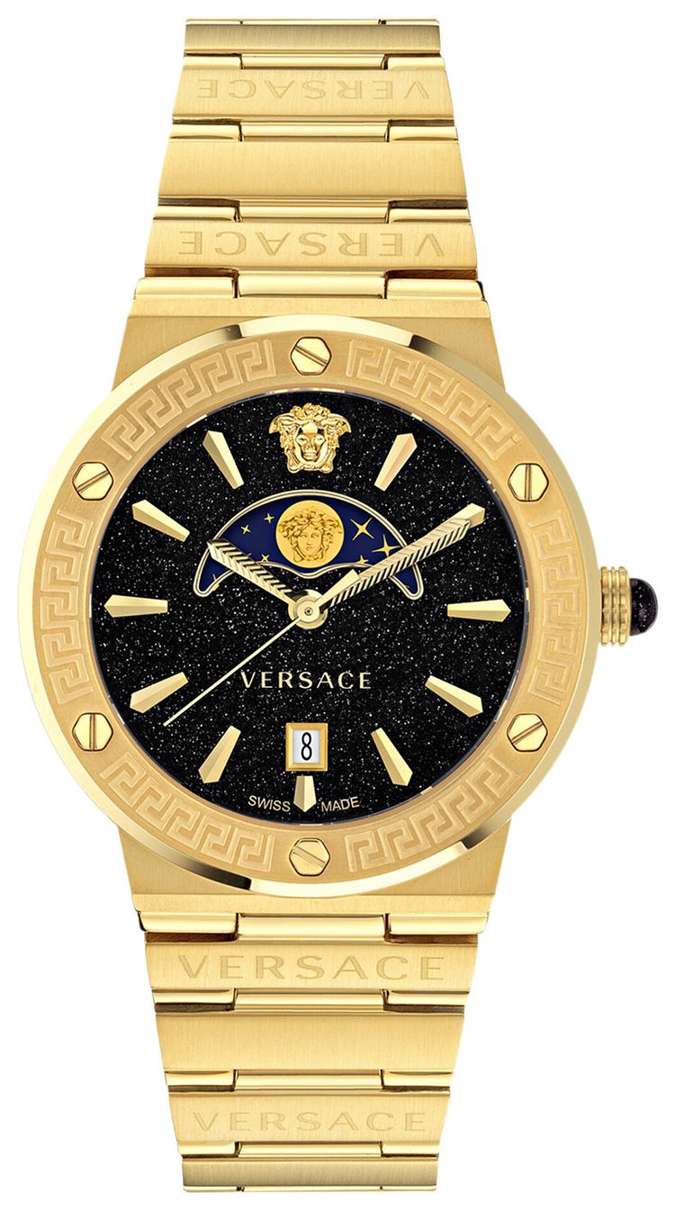 Versace Greca Logo Moonphase Watch Gold