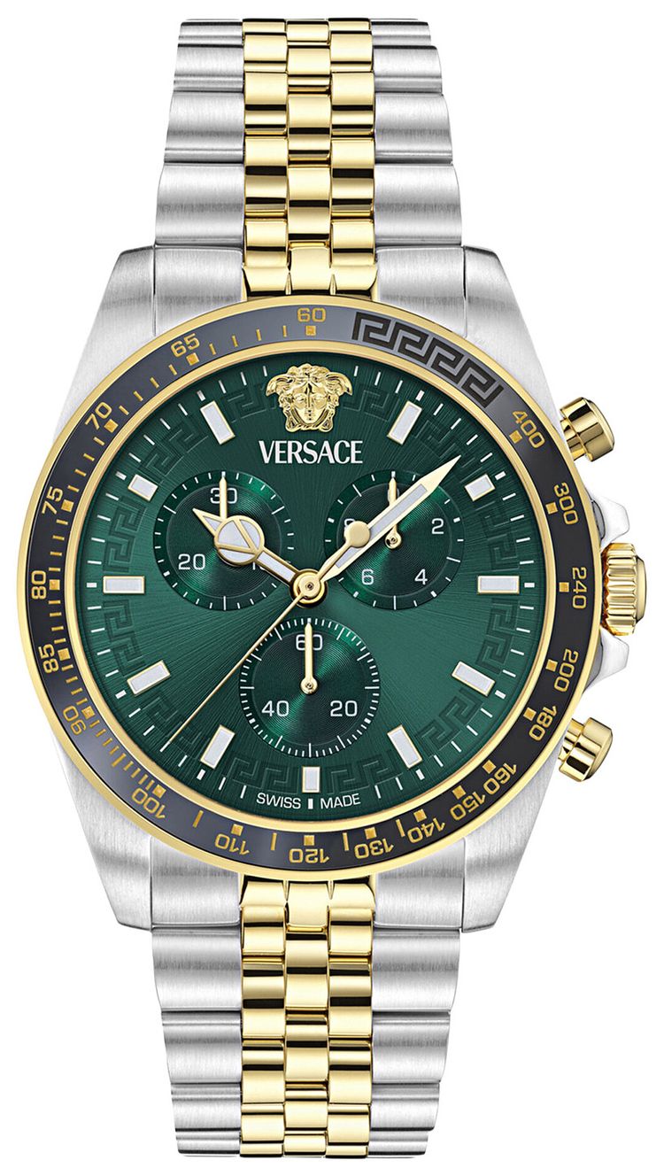 Versace Greca Chrono Wave Bracelet Watch Two Tone