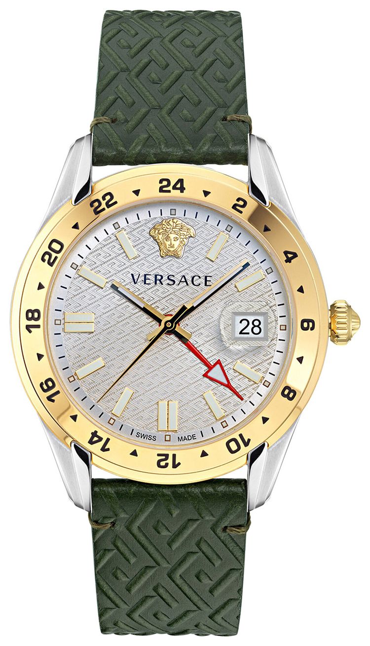 Versace Greca Time GMT Watch Two Tone