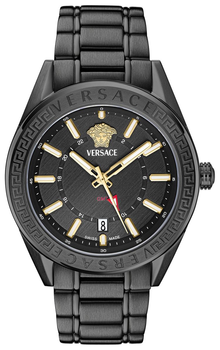 Versace V Code GMT Bracelet Watch Black