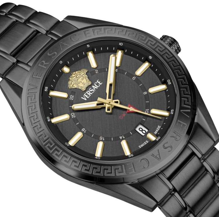 Versace V Code GMT Bracelet Watch Black