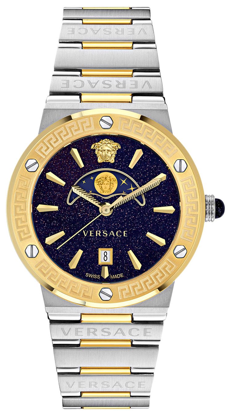 Versace Greca Logo Moonphase Watch Two Tone