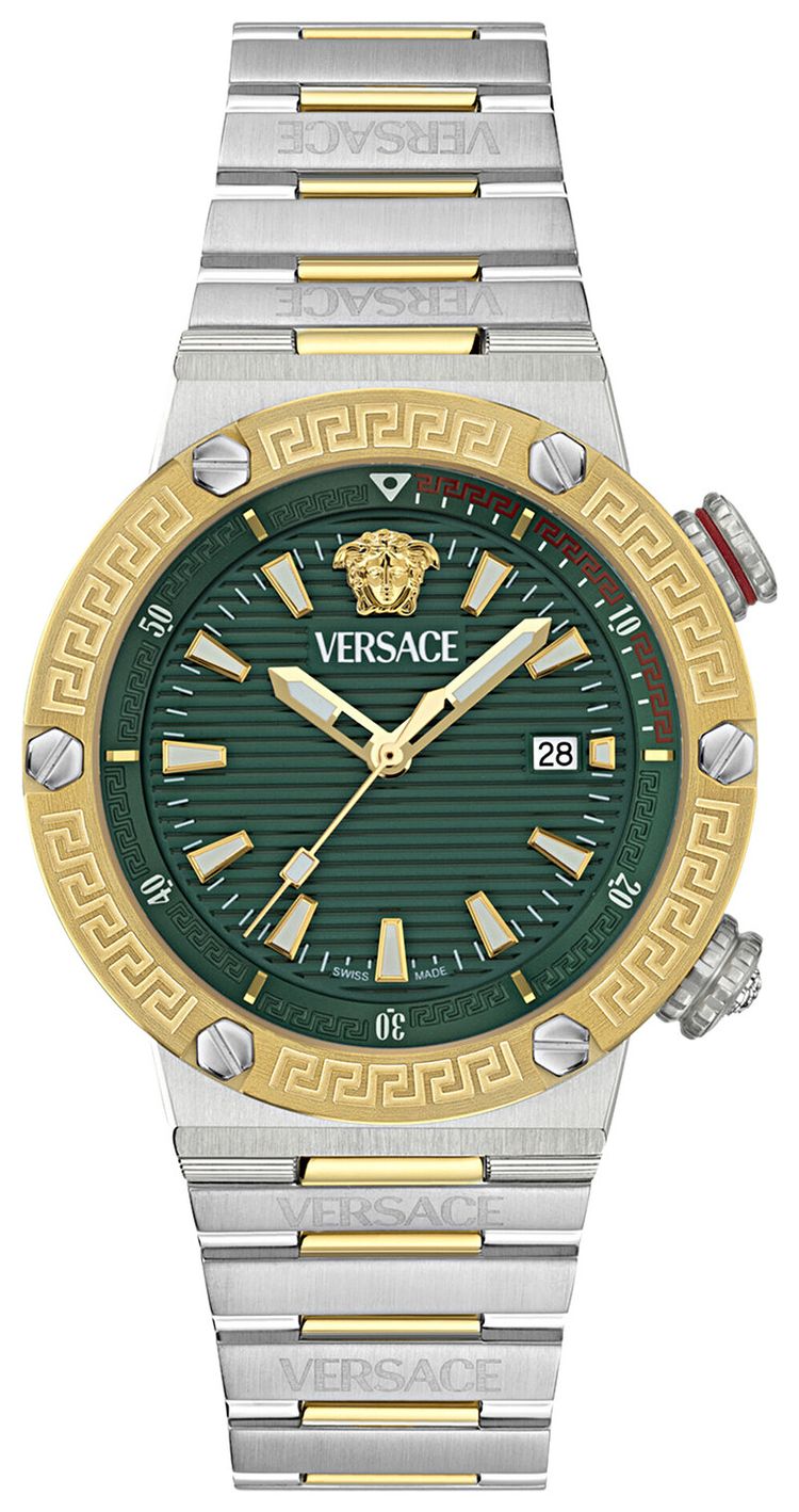Versace Greca Logo Diver Bracelet Watch Two Tone