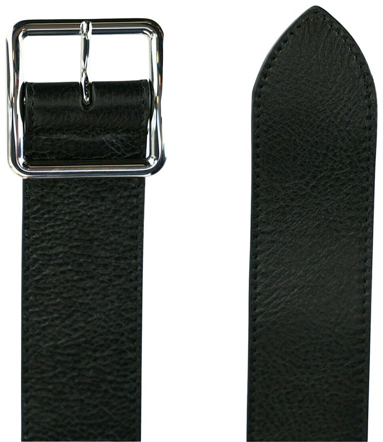 Alexander McQueen Long Pebbled Leather Belt Black