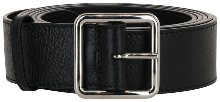 Alexander McQueen Long Pebbled Leather Belt Black