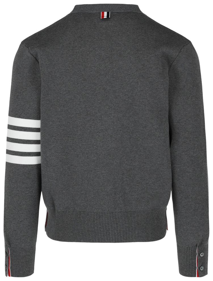 Thom Browne Cotton Crepe V Neck Cardigan Grey