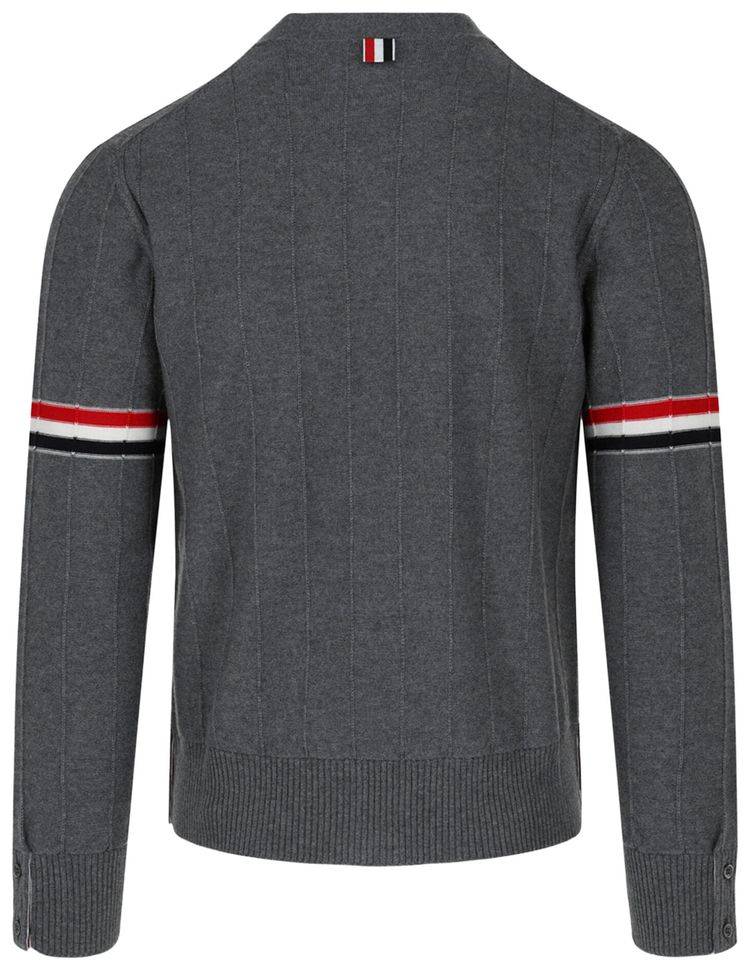 Thom Browne Wool Relaxed V Neck Armband Cardigan Grey