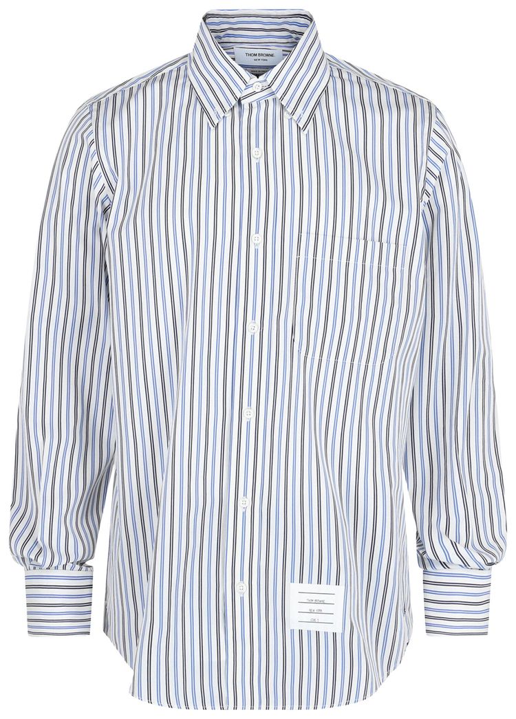 Thom Browne Tricolor Stripe Poplin Shirt Blue