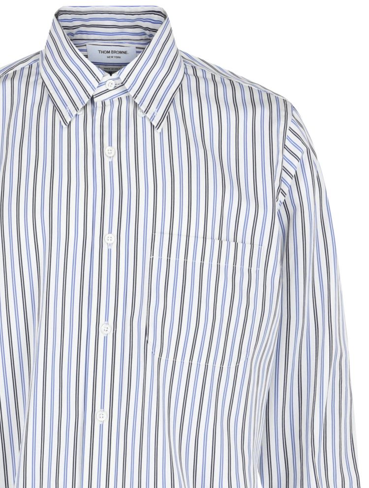 Thom Browne Tricolor Stripe Poplin Shirt Blue