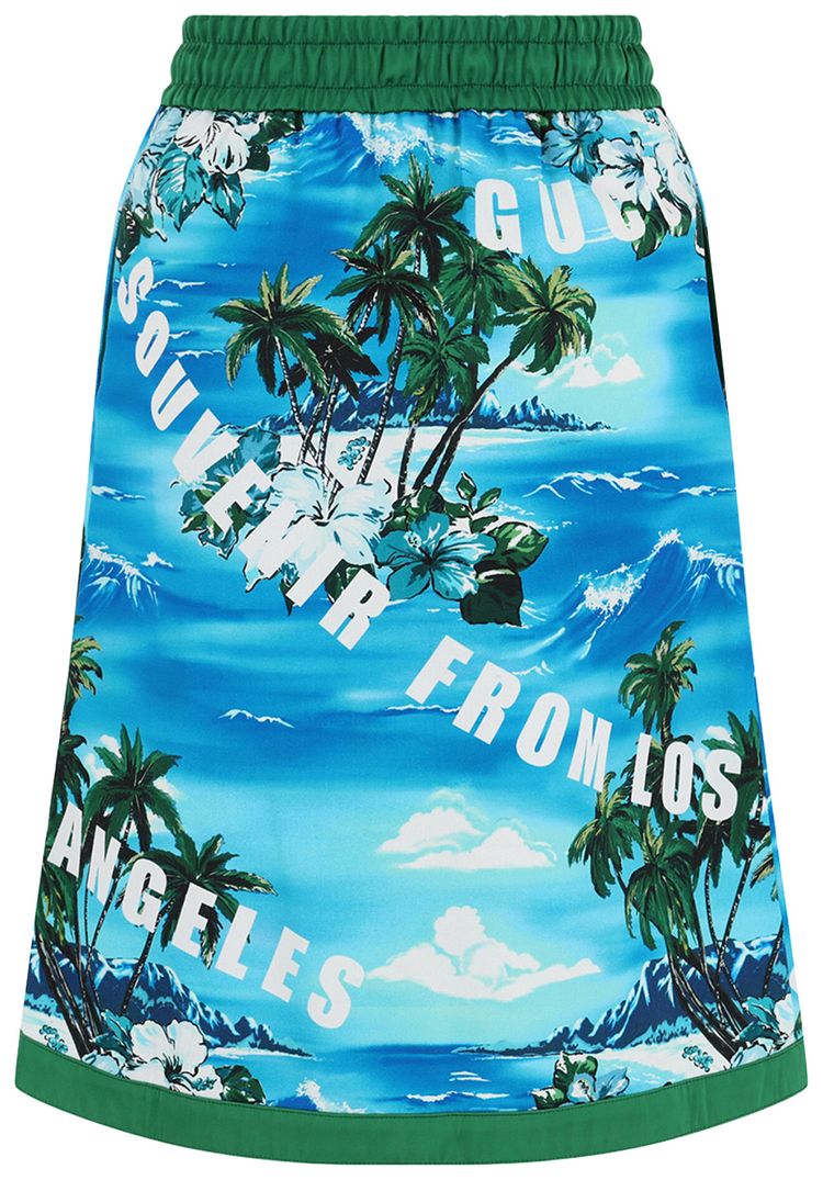 Gucci Hawaiian Printed Knee Length Skirt BlueMulticolor